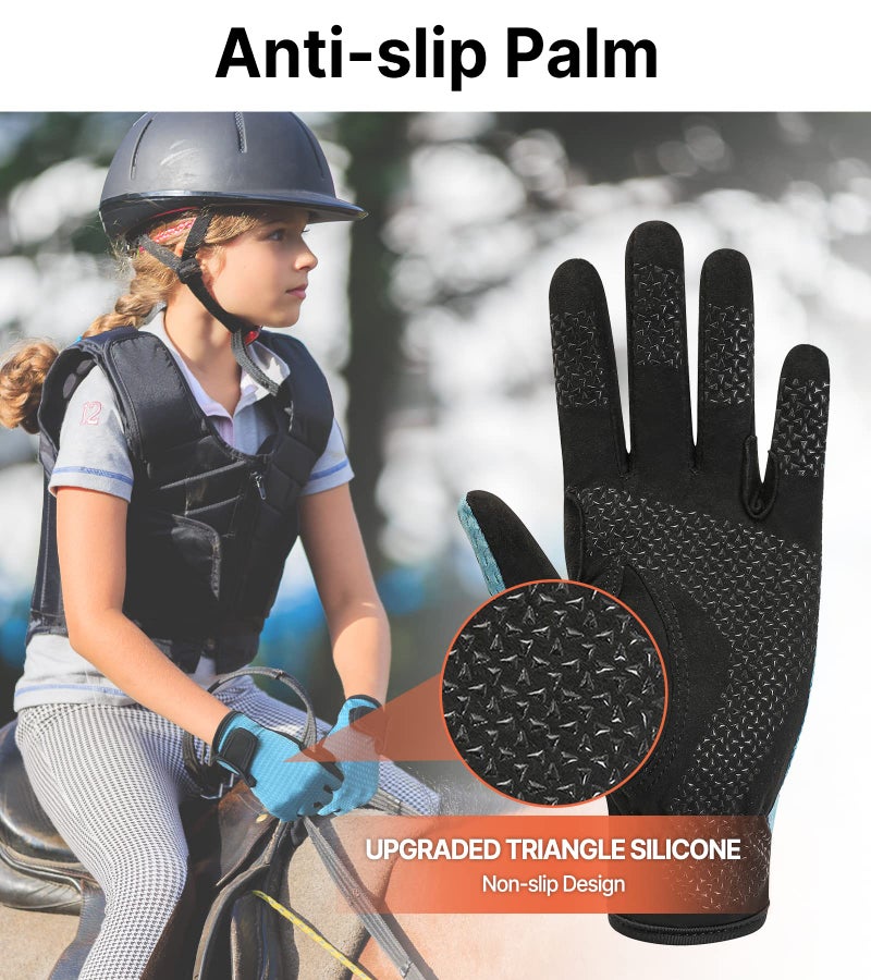 ChinFun Kids Horse Riding Gloves Equestrian Anti Slip Children Horseback Bike Gardening Fishing Cycling Outdoor Activities Riding Gloves Girls Boys Youth - Image 2